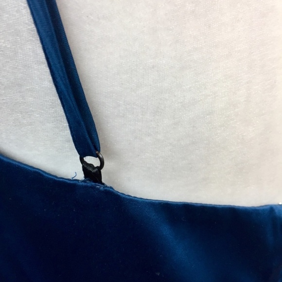 Bebe X Naven Lace Trim Blue Teal Satin Jumpsuit 10 - Picture 9 of 11